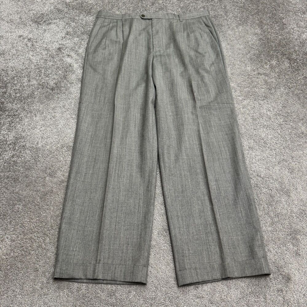 Zanella Pleated 100% Wool Dress Pants Mens 38 Grey Made In Italy Lined Cuffed